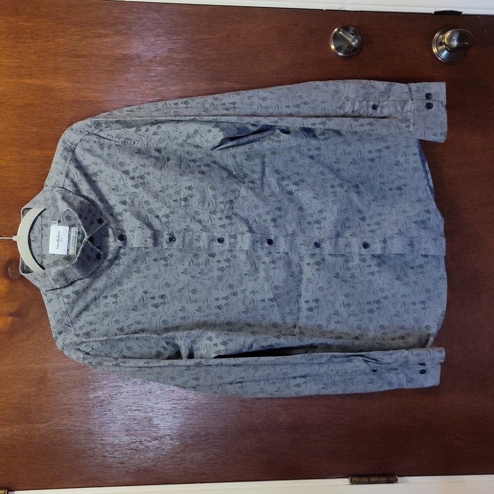 GOODFELLOW & CO Northop Shirt Gray Long Sleeve Button Down, Men's size XL